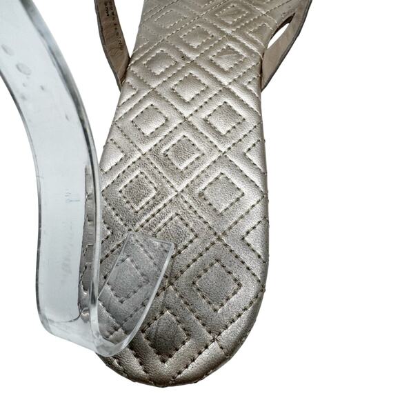 Tory Burch Miller Marion Gold Metallic Quilted Leather Logo Sandals Size 9.5 - Picture 5 of 12